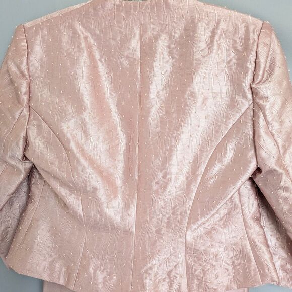 Alex Evenings Petite 4P Pink Shimmer Beaded Dress Jacket 2-PC Formal Cocktail - Picture 9 of 16